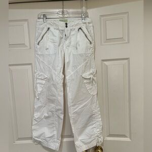 Basic House Women White‎ cargo  zipper pockets pants Outdoor Safari Travel small